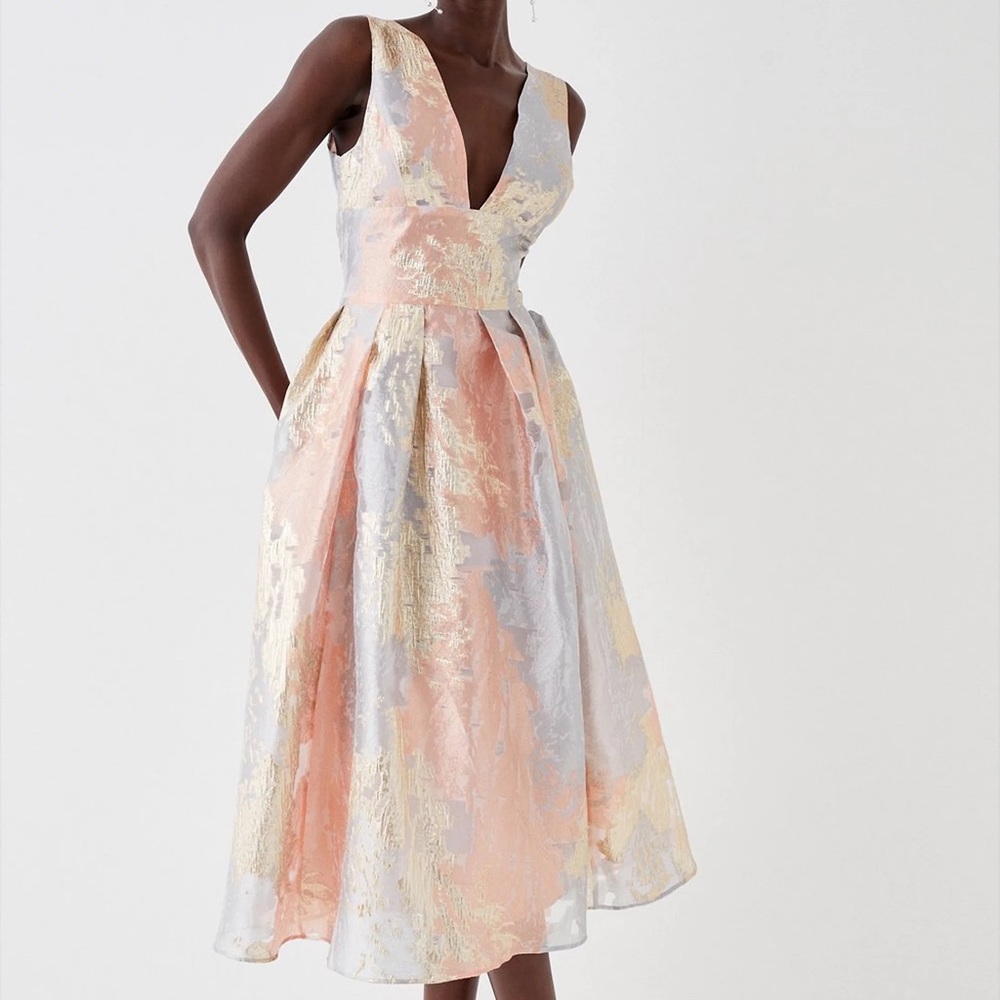 NWT MIDI Dress - Pink, Blue, & Gold